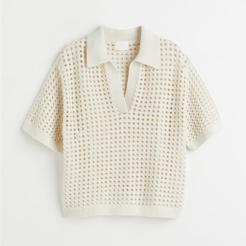Pointelle-Knit Polo Shirt